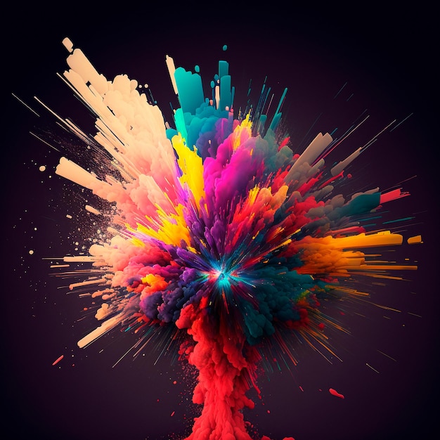 3d abstract explosion of bright colors