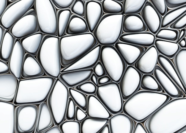 3D abstract extruded Voronoi shapes background