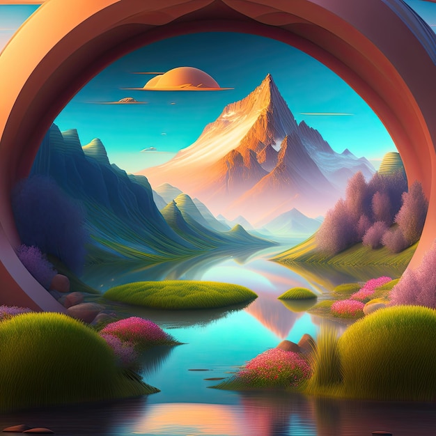 3D Abstract Fantasy Landscape
