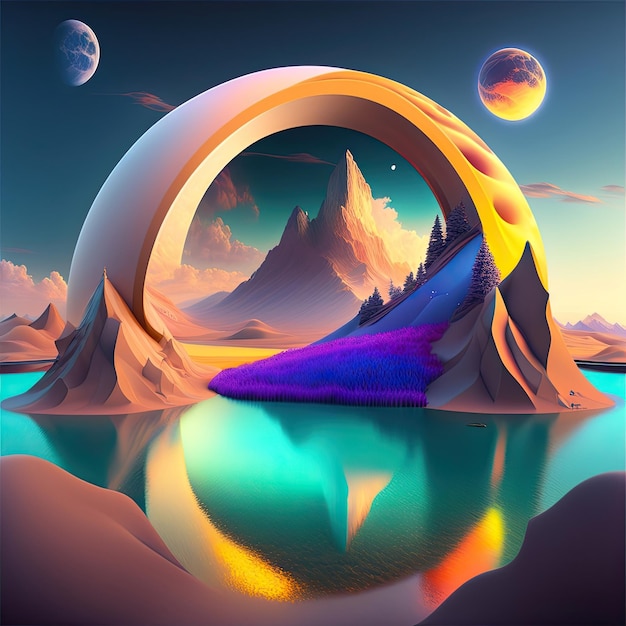 3D Abstract Fantasy Landscape