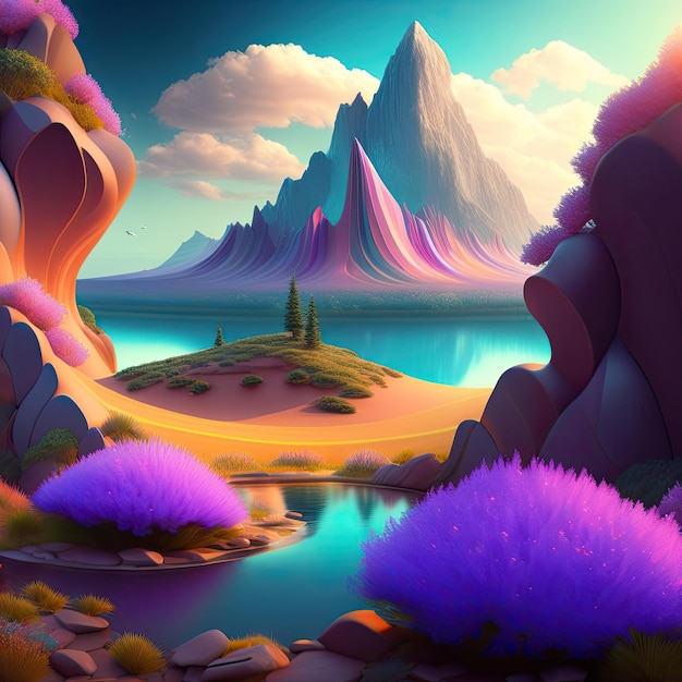 3D Abstract Fantasy Landscape