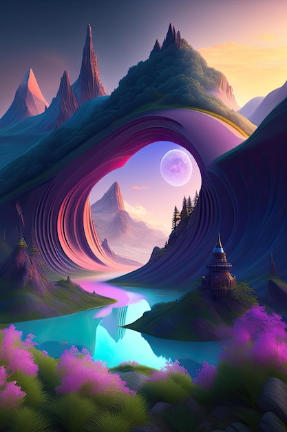 3D Abstract Fantasy Landscape