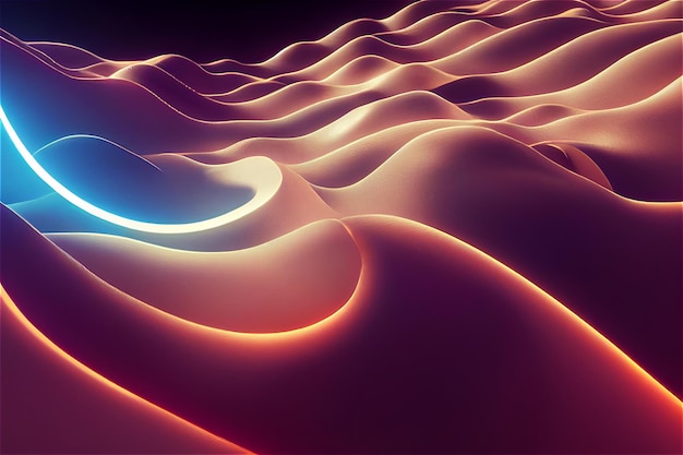 A 3D abstract flowing banner background with wave