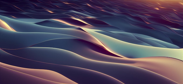 A 3D abstract flowing banner background with wave