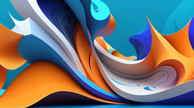 A 3D abstract flowing banner background with wave