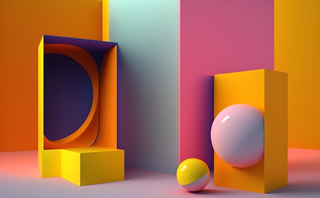 3d abstract geometric forms Minimal scene with geometrical forms Generative AI