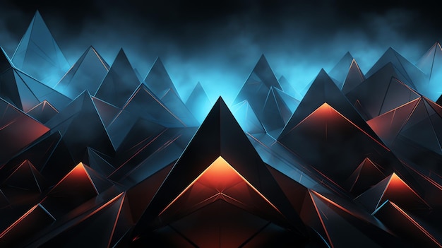 3D abstract geometric triangle blue