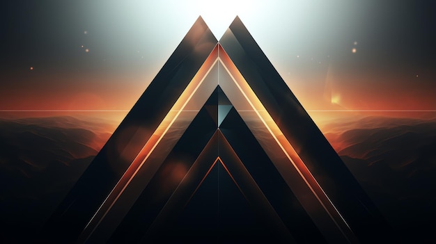 3D abstract geometric triangle orange