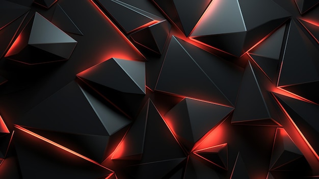 3D abstract geometric triangle red