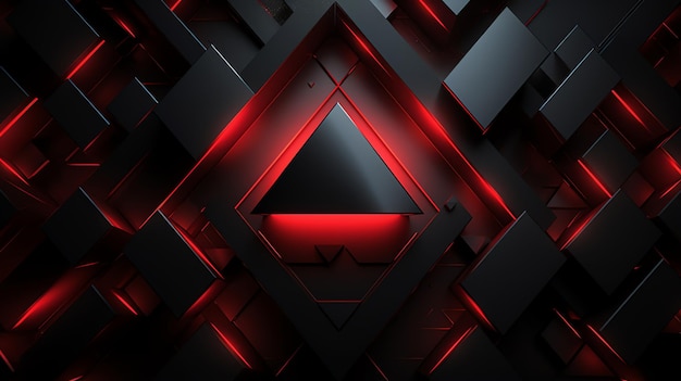 3D abstract geometric triangle red