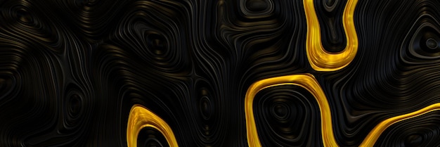 3D  abstract gold and black background.