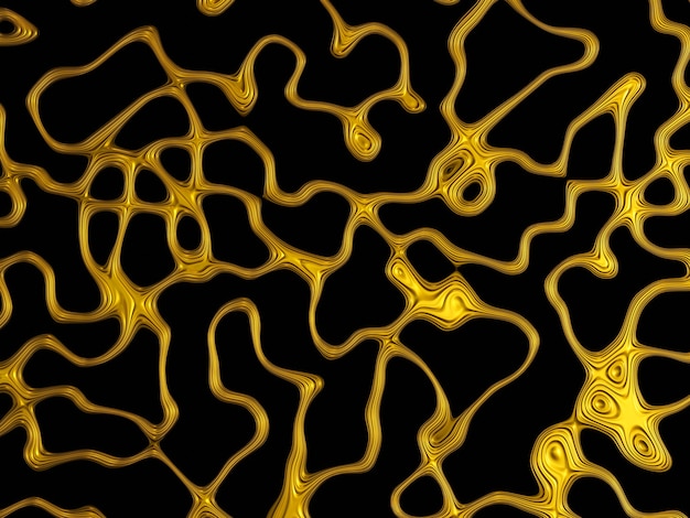 3D abstract gold on black background