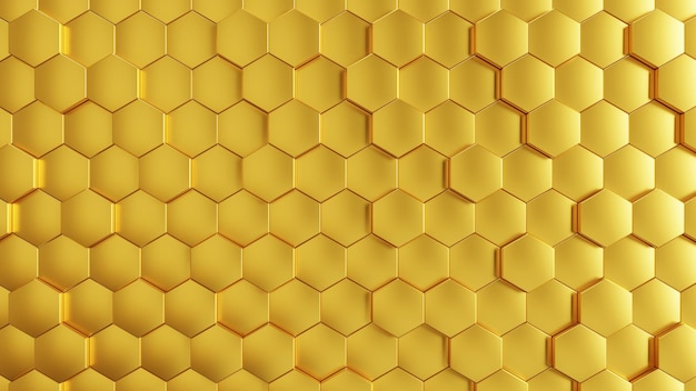 3d abstract golden hexagon background