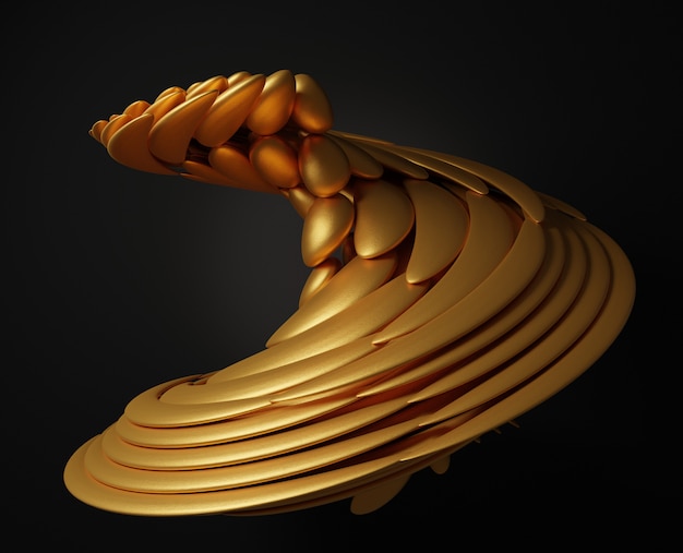 3d abstract golden shape