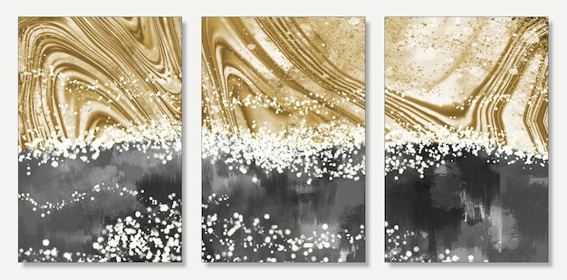 3d Abstract golden textured paint swirl background watercolor geode painting background