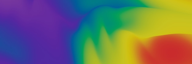 3D Abstract gradient rainbow color. Wavy LGBTQ background.