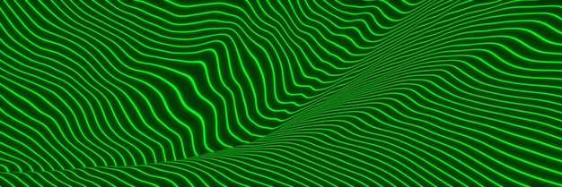 3D抽象的な緑の山の等高線地形地形