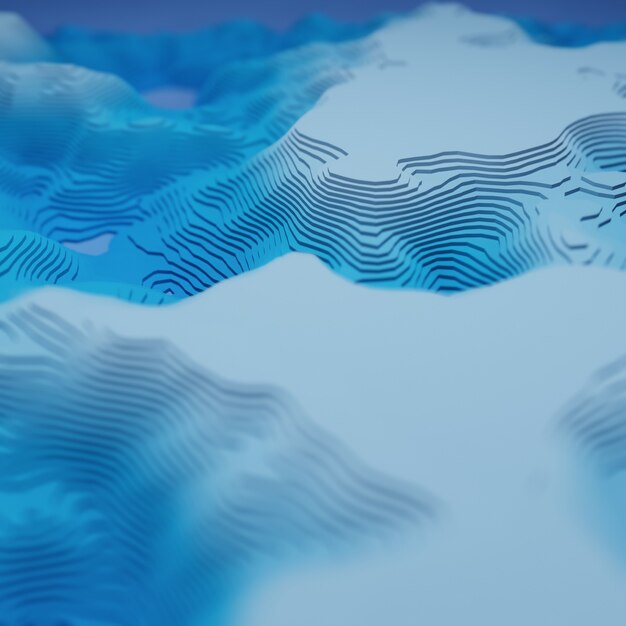 写真 3d抽象的な風景青いボケ海のクールな背景イラスト