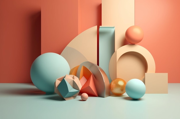 3d abstract minimal geometric forms