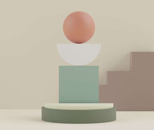 3d abstract minimal scene of pastel podium display 