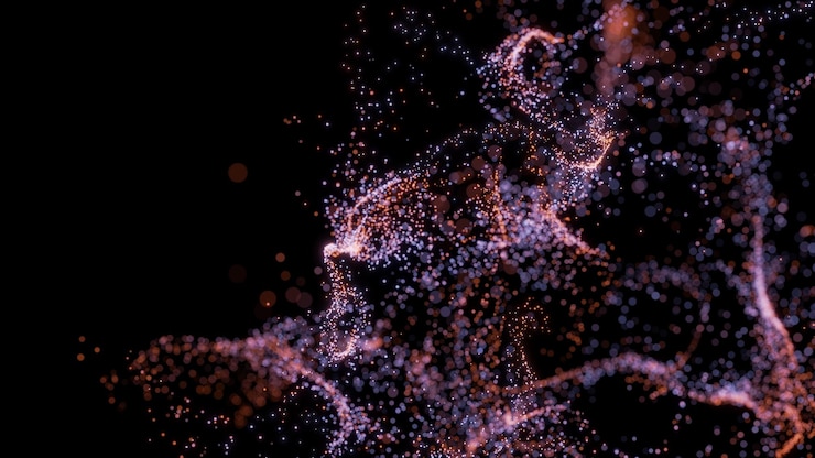Photo 3d abstract particle wave background