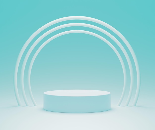 3D abstract podium with rings