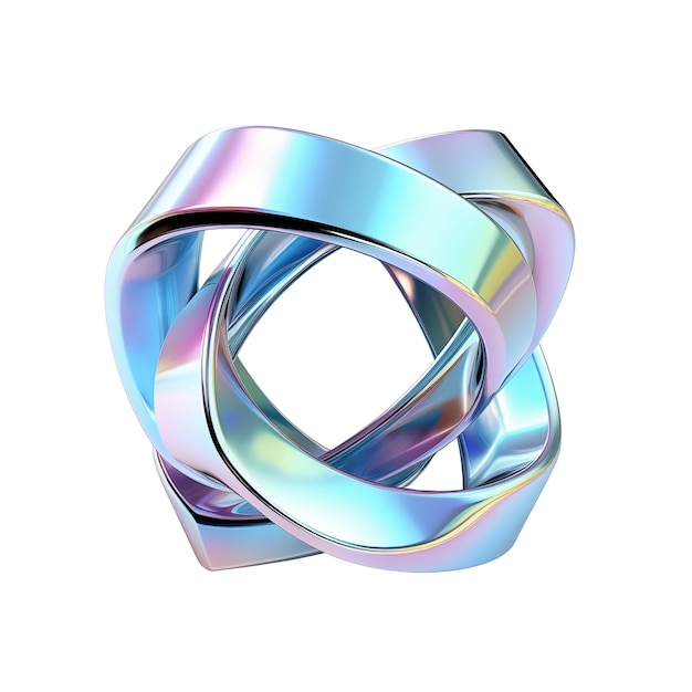 3d abstract shape mobius strip chrome effect isolated