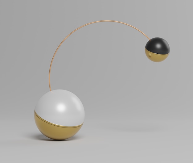 3d abstract simple geometric forms of two balls