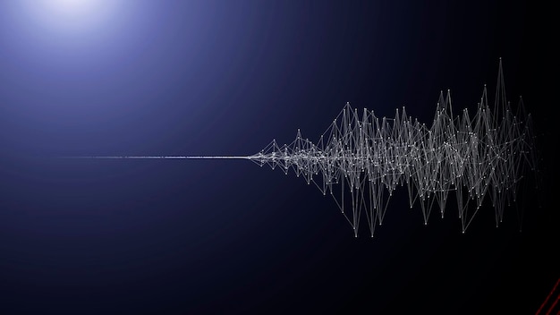 写真 3d抽象的な音波の背景空の背景にデジタル技術波形科学ビッグデータ