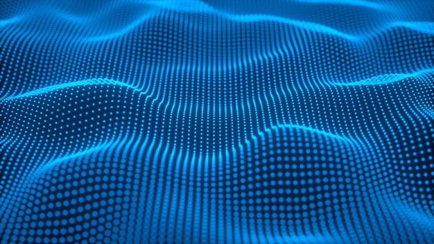 3D abstract tech waves with particles tech background