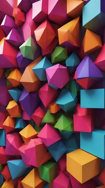 3d アブストラクト 壁紙に似た様々な幾何学的形状と異なる色