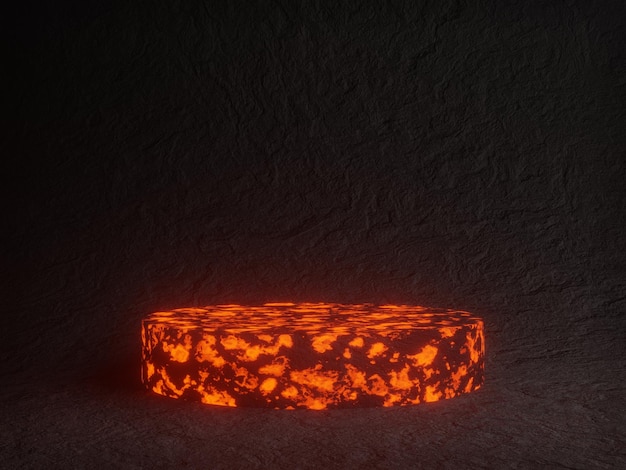 3D abstract volcanic molten rock podium