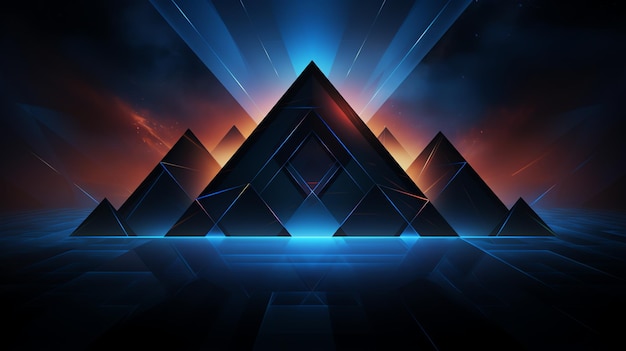 3D abstract wallpapeer triangle glows modern blue