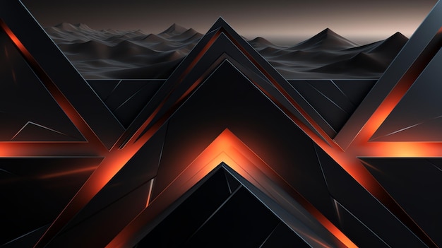 3D abstract wallpapeer triangle glows modern orange