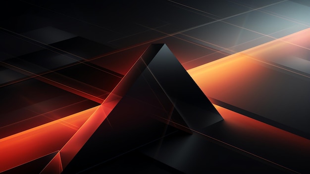 3D abstract wallpapeer triangle glows modern orange
