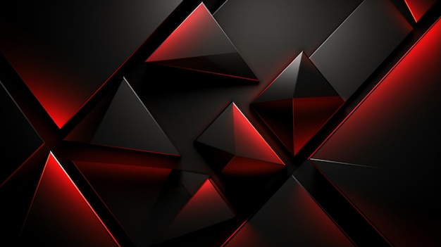 3D abstract wallpapeer triangle glows modern red