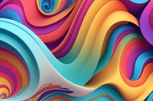 3d abstract waves for colourful wallpaper