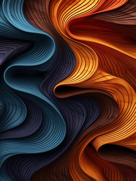 3D abstract Waves Wavy Swirl Wooden Background