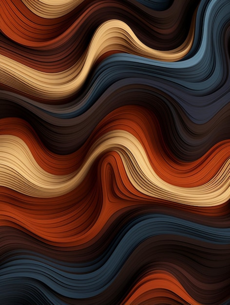 3 D 抽象的な波波状渦巻き木製の背景