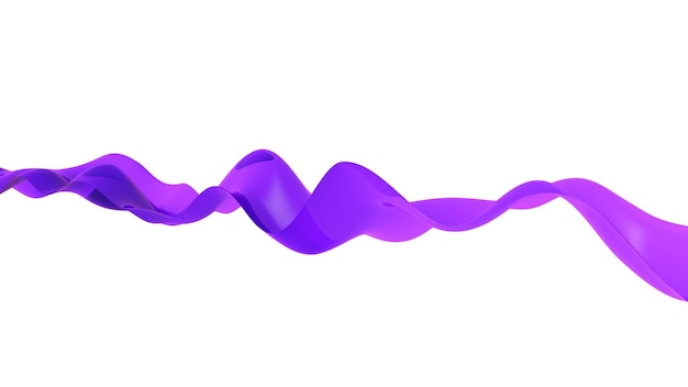 3d 추상 물결 모양의 격리 된 배경 색깔의 보라색 물결 또는 모션 및 진동의 흐름에 선