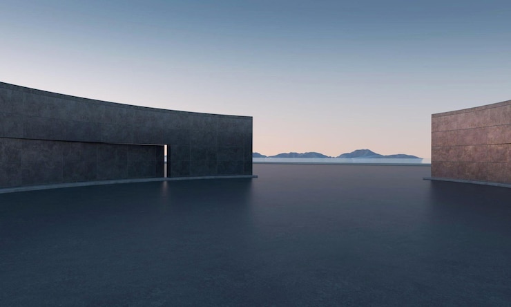Photo 3d アブストラクト 白い背景 3d アーキテクチャ 石の質感 空の空間 白い背景