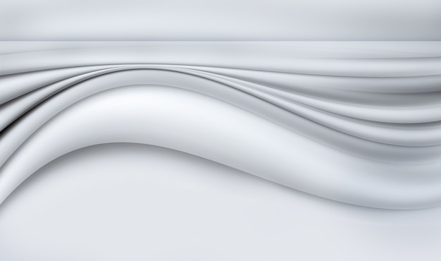 3D abstract white background with smooth wavy lines