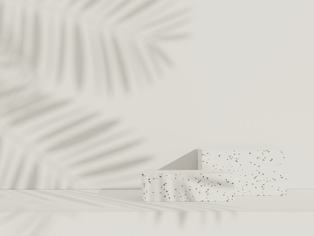 3d abstract white platform showcase for product and cosmetic presentation with terrazzo idea concept