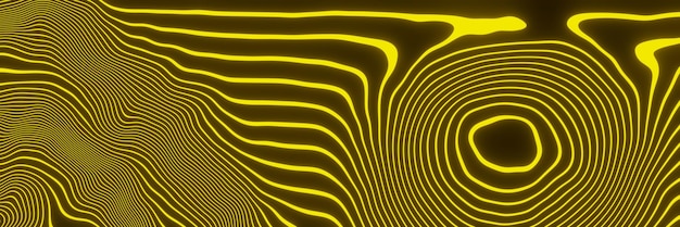 3D abstract yellow stripped topography