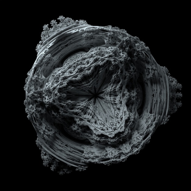 3d abstracte achtergrond. Mandelbrotfractal in 3d ruimte met heel wat details. Complexe vorm. Perfect voor wetenschappelijke of technologische presentaties, dia's.