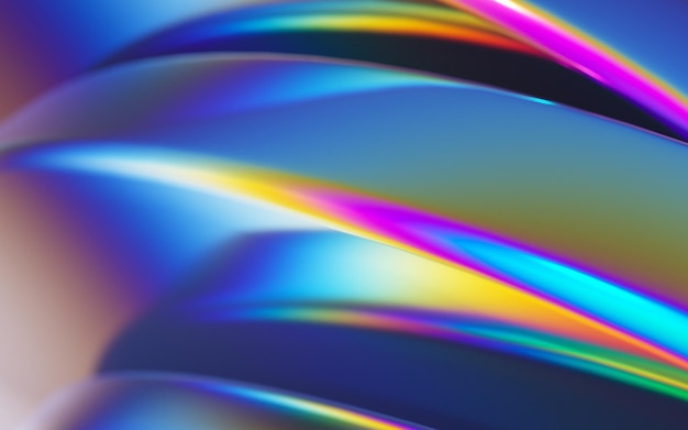 3d abstracte achtergrond met een gebogen regenboog gekleurd glas