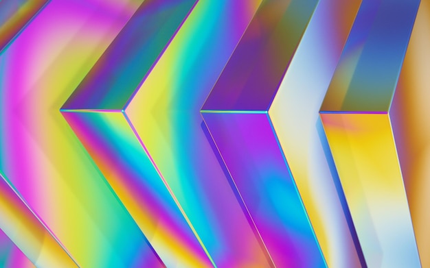 3d abstracte achtergrond met een regenboog gekleurde glazen kubussen