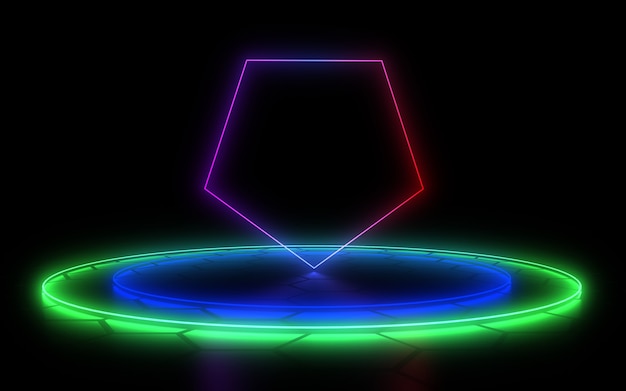 3D abstracte achtergrond met neonlicht. 3D-afbeelding