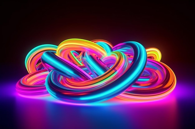 Foto 3d abstracte achtergrond met neonlicht