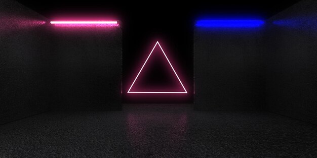 3D abstracte achtergrond met neonlichten neon tunnel ruimte constructie 3d illustratie33